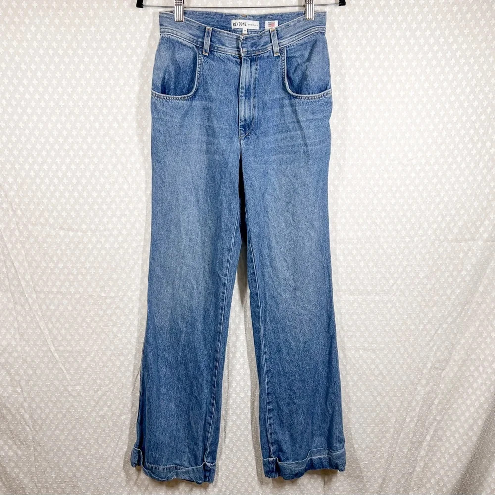 REDONE Originals High Rise Wide Leg Cuffed Hem Jeans